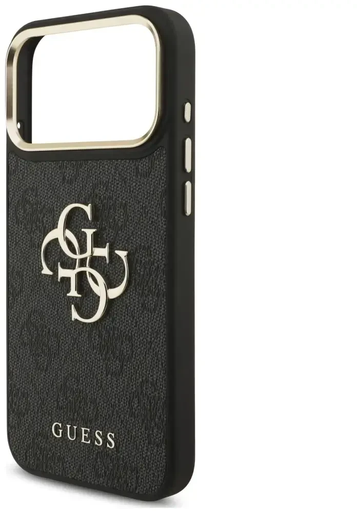 Dėklas Guess 4G Big 4G Classic Logo Big Strap Metal Mygtukai do iPhone 18 Pro / 17 Pro juoda