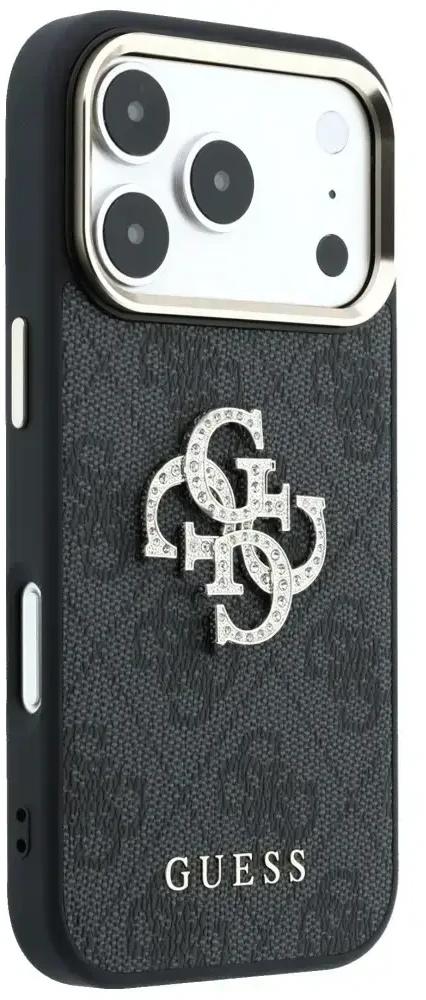Dėklas Guess 4G & Big Strass Logo do iPhone 18 Pro Max / 17 Pro Max juoda