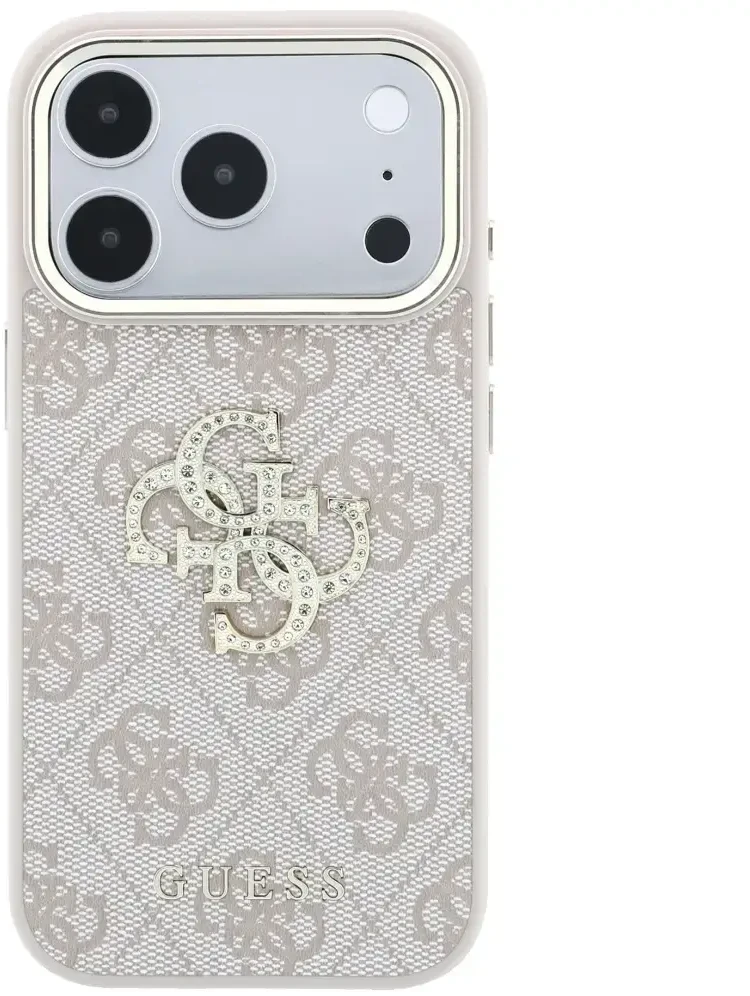 Dėklas Guess 4G & Big Strass Logo do iPhone 18 Pro / 17 Pro rožinė