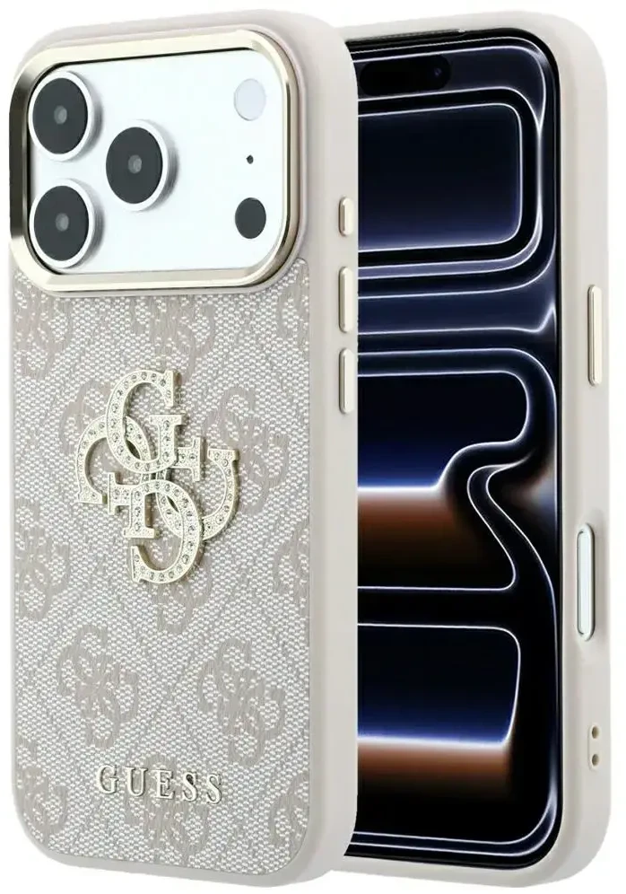 Dėklas Guess 4G & Big Strass Logo do iPhone 18 Pro / 17 Pro rožinė