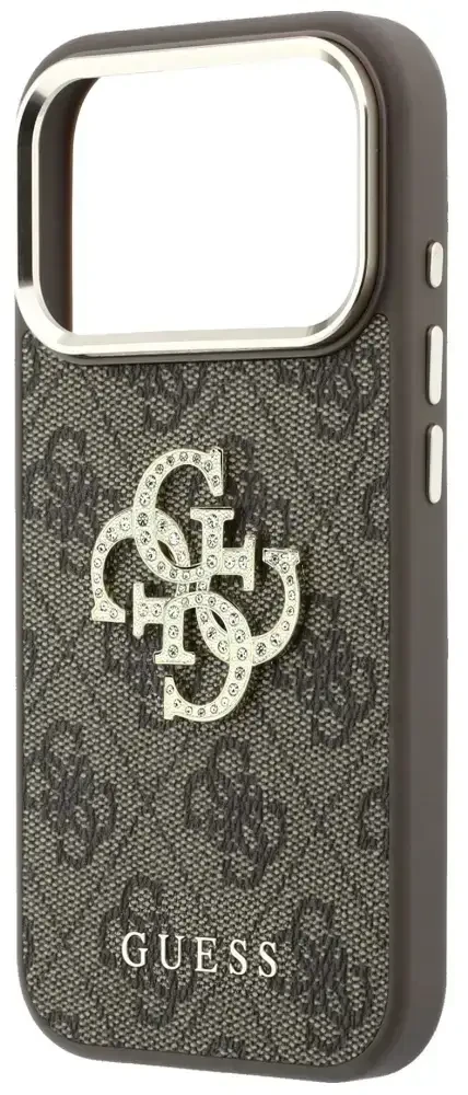 Dėklas Guess 4G & Big Strass Logo do iPhone 18 Pro Max / 17 Pro Max ruda