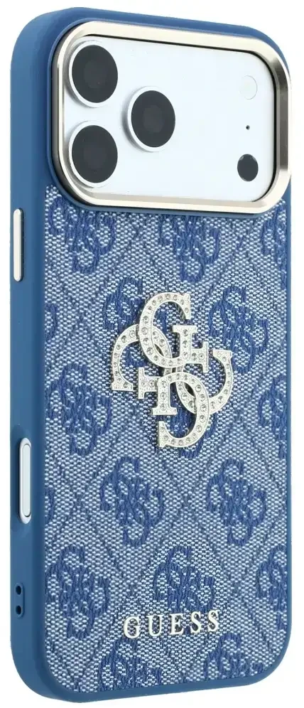 Dėklas Guess 4G & Big Strass Logo do iPhone 18 Pro / 17 Pro mėlyna