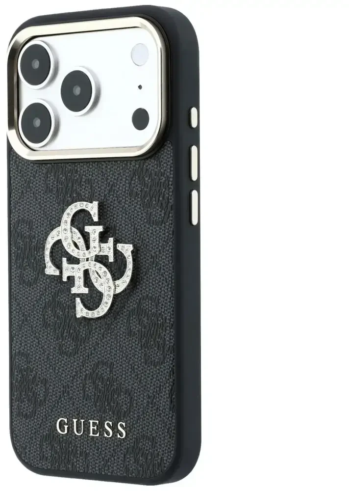 Dėklas Guess 4G & Big Strass Logo do iPhone 18 Pro Max / 17 Pro Max juoda