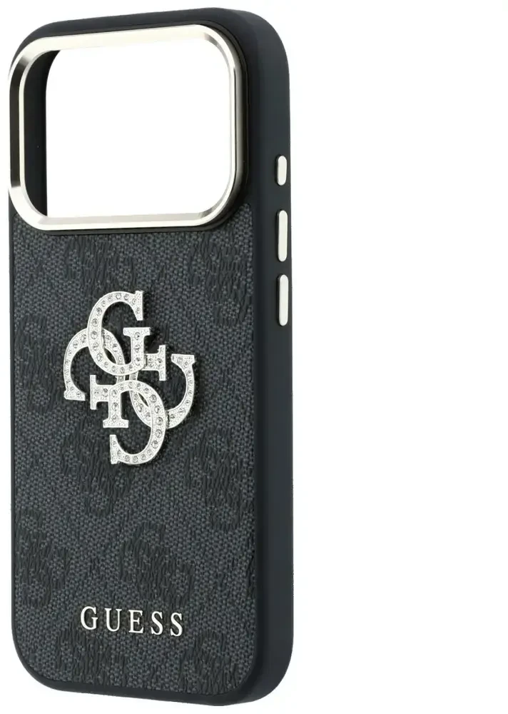 Dėklas Guess 4G & Big Strass Logo do iPhone 18 Pro Max / 17 Pro Max juoda