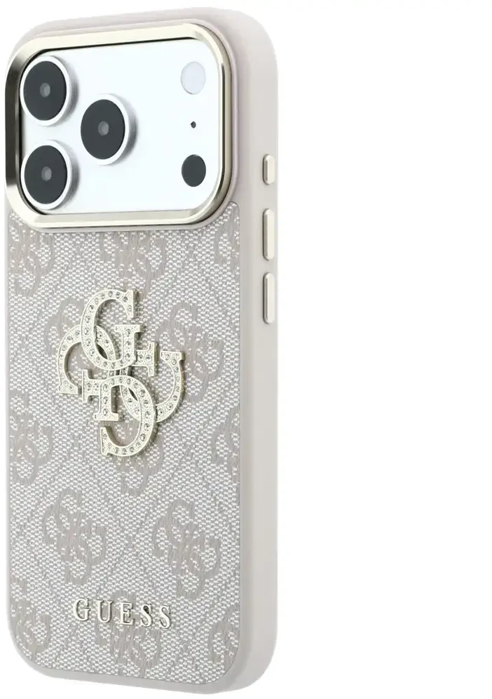 Dėklas Guess 4G & Big Strass Logo do iPhone 18 Pro / 17 Pro rožinė