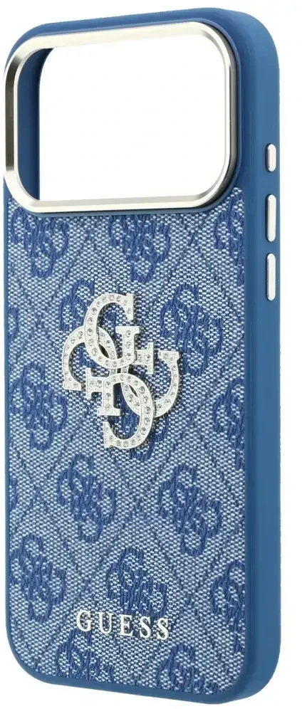 Dėklas Guess 4G & Big Strass Logo do iPhone 18 Pro / 17 Pro mėlyna