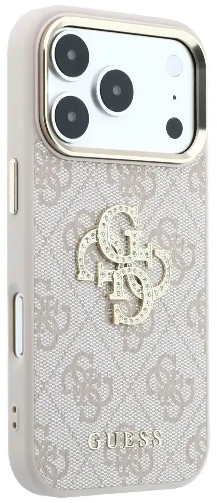 Dėklas Guess 4G & Big Strass Logo do iPhone 18 Pro / 17 Pro rožinė