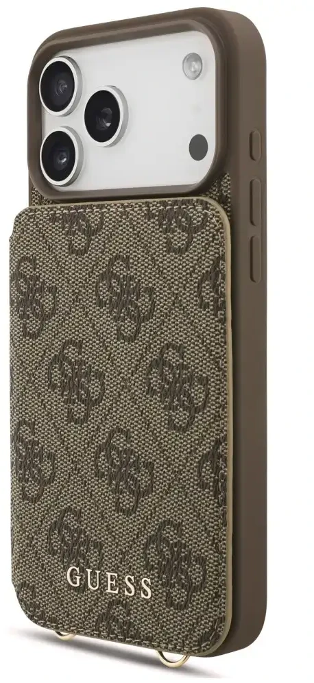 Dėklas Guess 4G Cardslots & Magnetic Closure Crossbody do iPhone 18 Pro / 17 Pro ruda