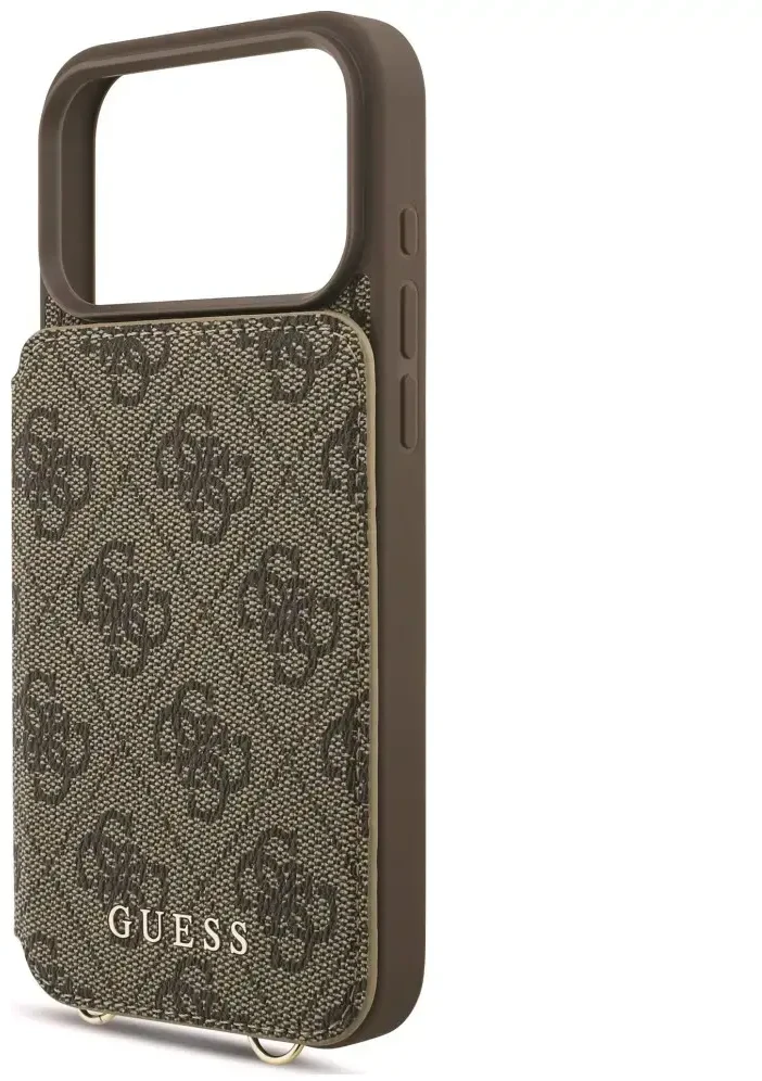 Dėklas Guess 4G Cardslots & Magnetic Closure Crossbody do iPhone 18 Pro / 17 Pro ruda
