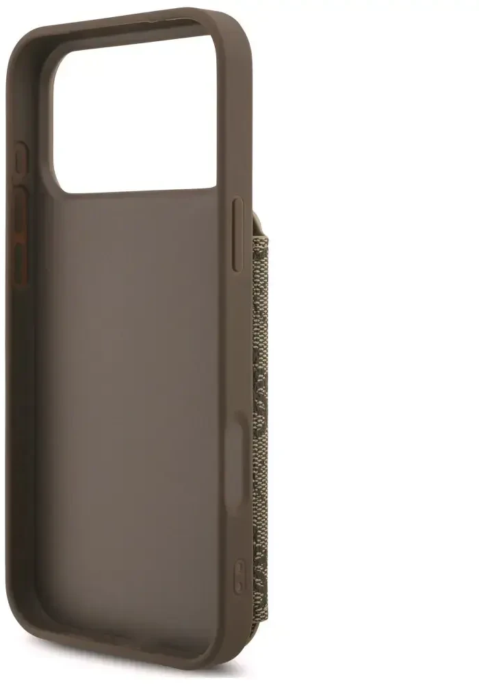 Dėklas Guess 4G kortelių lizdai ir magnetinis užsegimas „Crossbody“ skirtas „iPhone 18 Pro Max / 17 Pro Max“ rudas