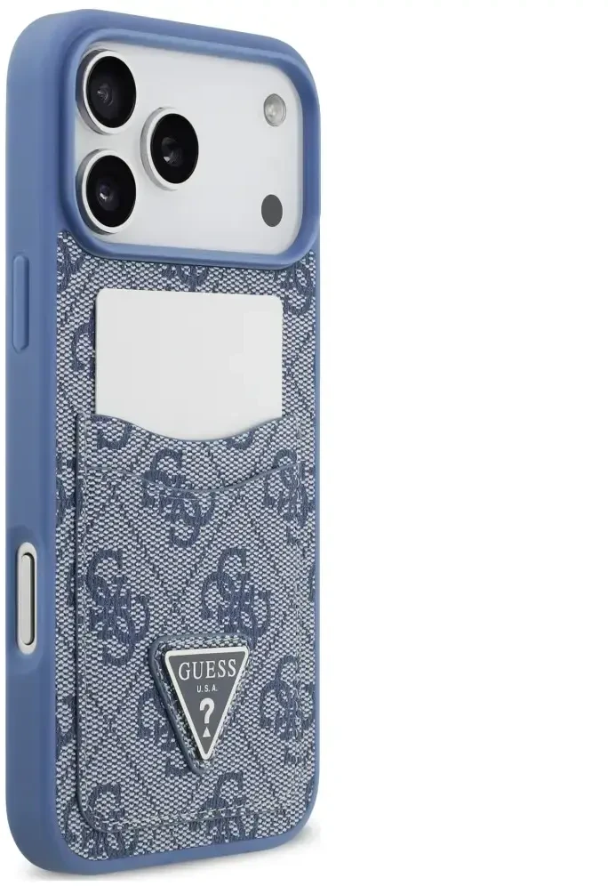 Dėklas Guess 4G Double Card Triange do iPhone 18 Pro Max / 17 Pro Max mėlyna