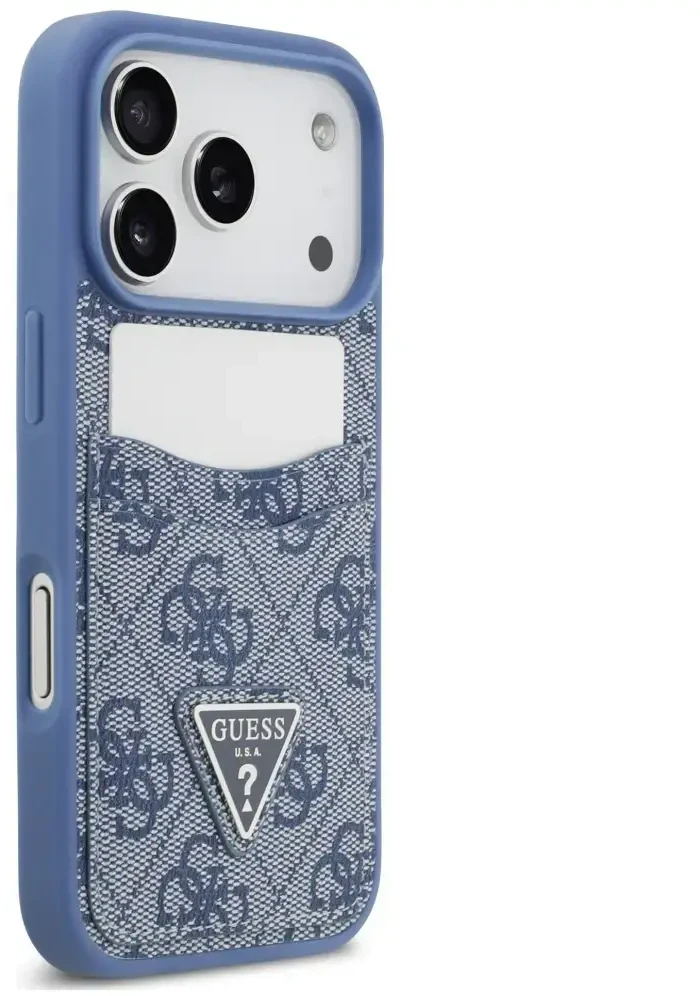 Dėklas Guess 4G Double Card Triange do iPhone 18 Pro / 17 Pro mėlyna