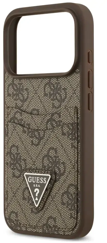 Dėklas Guess 4G Double Card Triangle do iPhone 18 Pro / 17 Pro ruda