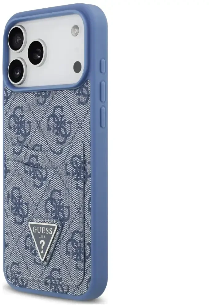 Dėklas Guess 4G Double Card Triange do iPhone 18 Pro Max / 17 Pro Max mėlyna