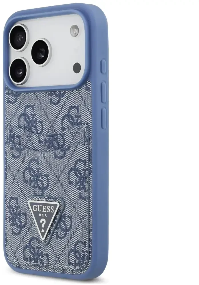 Dėklas Guess 4G Double Card Triange do iPhone 18 Pro / 17 Pro mėlyna