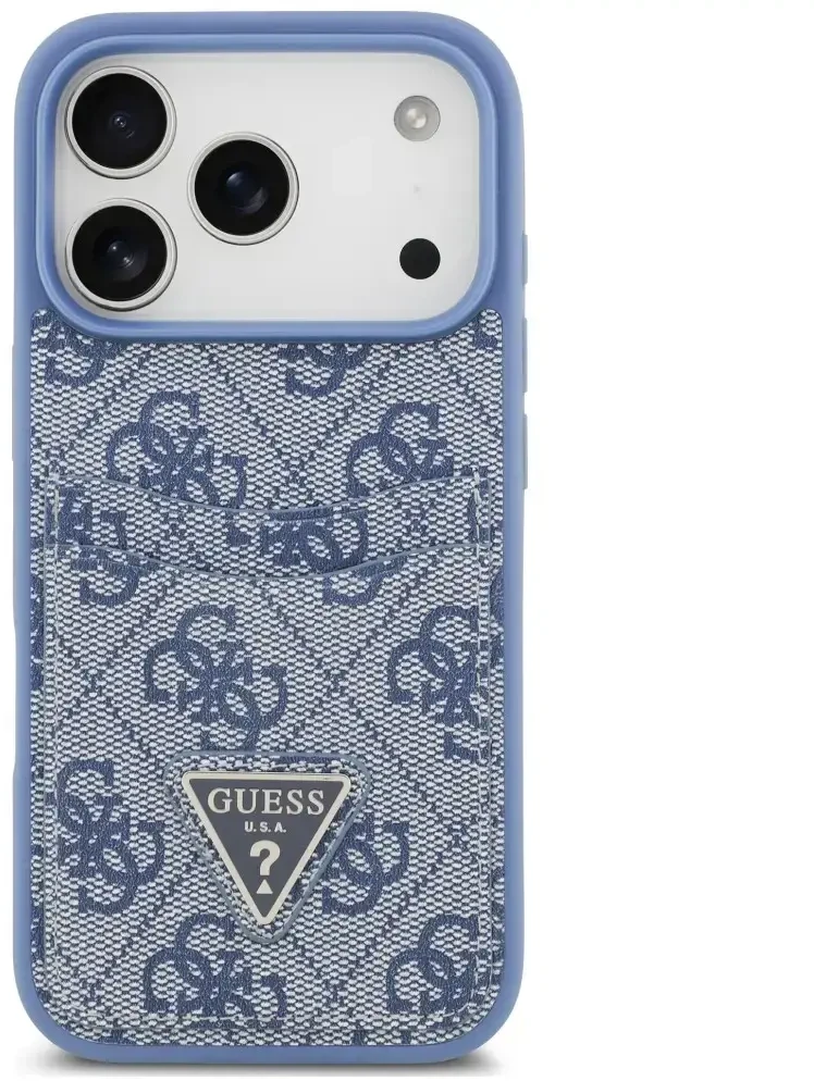 Dėklas Guess 4G Double Card Triange do iPhone 18 Pro / 17 Pro mėlyna