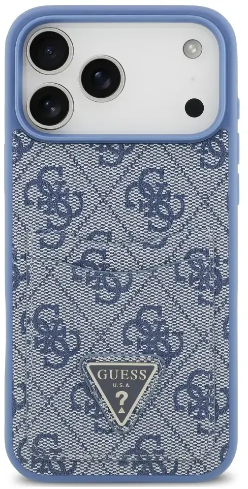 Dėklas Guess 4G Double Card Triange do iPhone 18 Pro Max / 17 Pro Max mėlyna