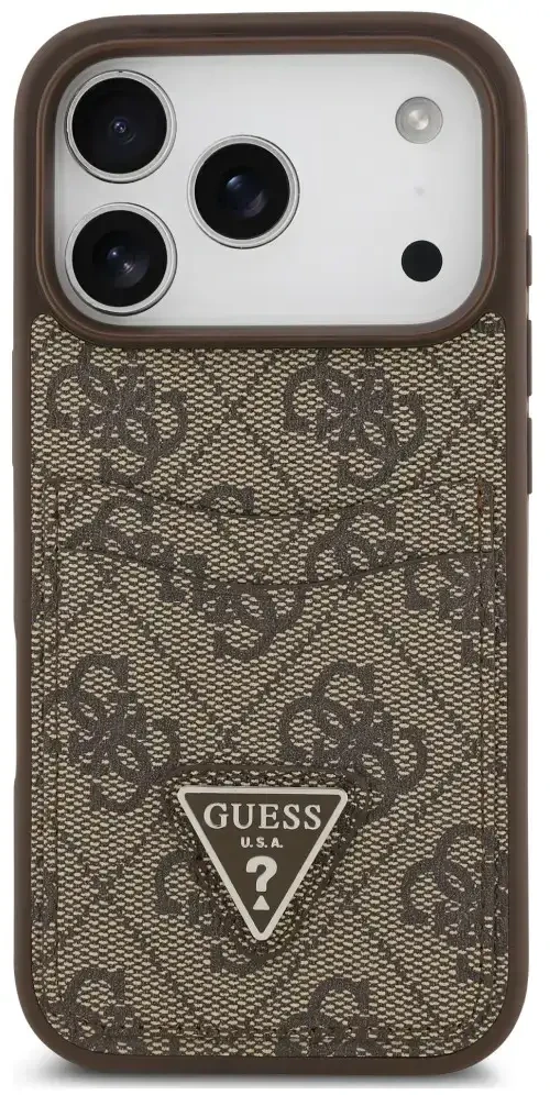 Dėklas Guess 4G Double Card Triangle do iPhone 18 Pro / 17 Pro ruda