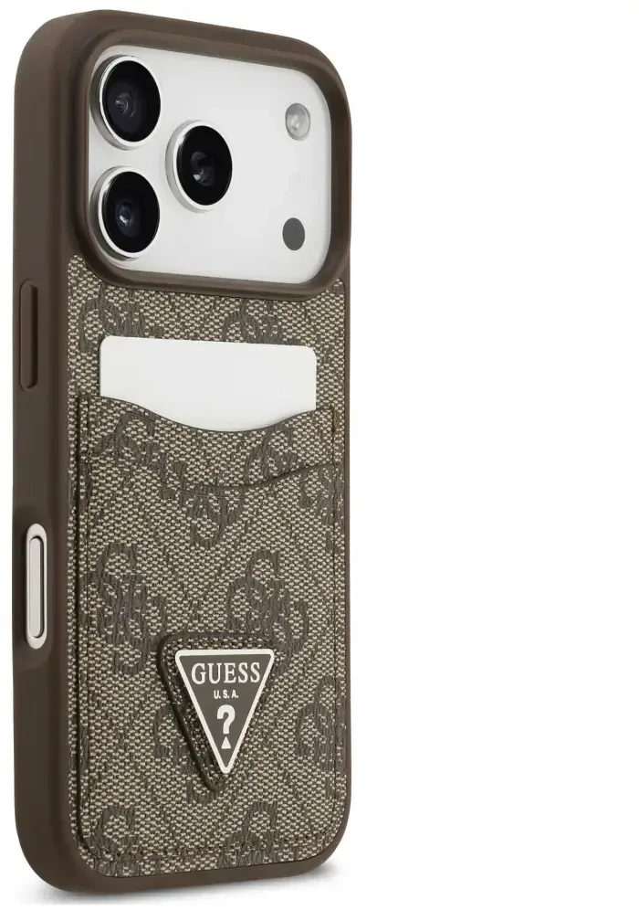Dėklas Guess 4G Double Card Triangle do iPhone 18 Pro / 17 Pro ruda