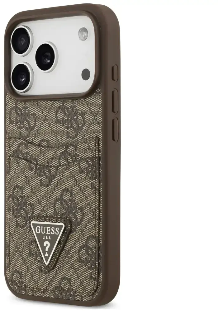 Dėklas Guess 4G Double Card Triangle do iPhone 18 Pro / 17 Pro ruda