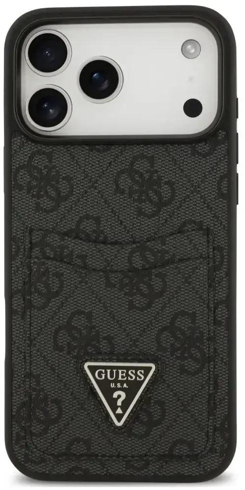 Dėklas Guess 4G Double Card Triangle do iPhone 18 Pro Max / 17 Pro Max juoda
