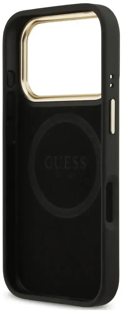 Dėklas Guess 4G Logo Plate MagSafe do iPhone 18 Pro Max / 17 Pro Max juoda