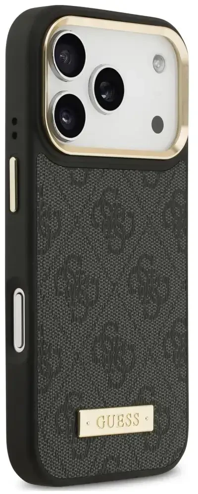 Dėklas Guess 4G Logo Plate MagSafe do iPhone 18 Pro Max / 17 Pro Max juoda