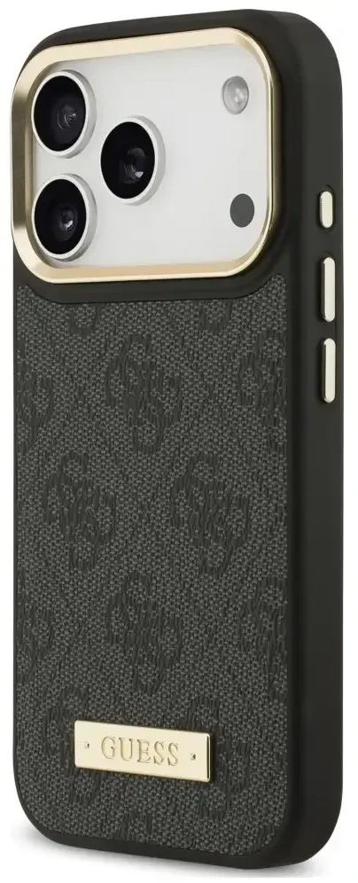 Dėklas Guess 4G Logo Plate MagSafe do iPhone 18 Pro Max / 17 Pro Max juoda