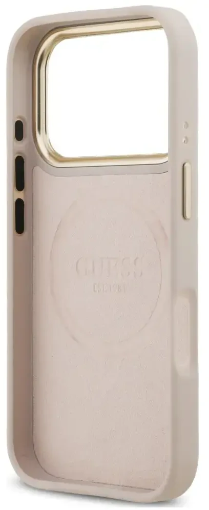 Dėklas Guess 4G Logo Plate MagSafe do iPhone 18 Pro / 17 Pro rožinė