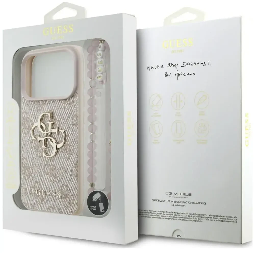 Dėklas Cg Mobile Sas Guess 4G Strap 4G Classic Logo case for Iphone 18 Pro / 17 Pro pink