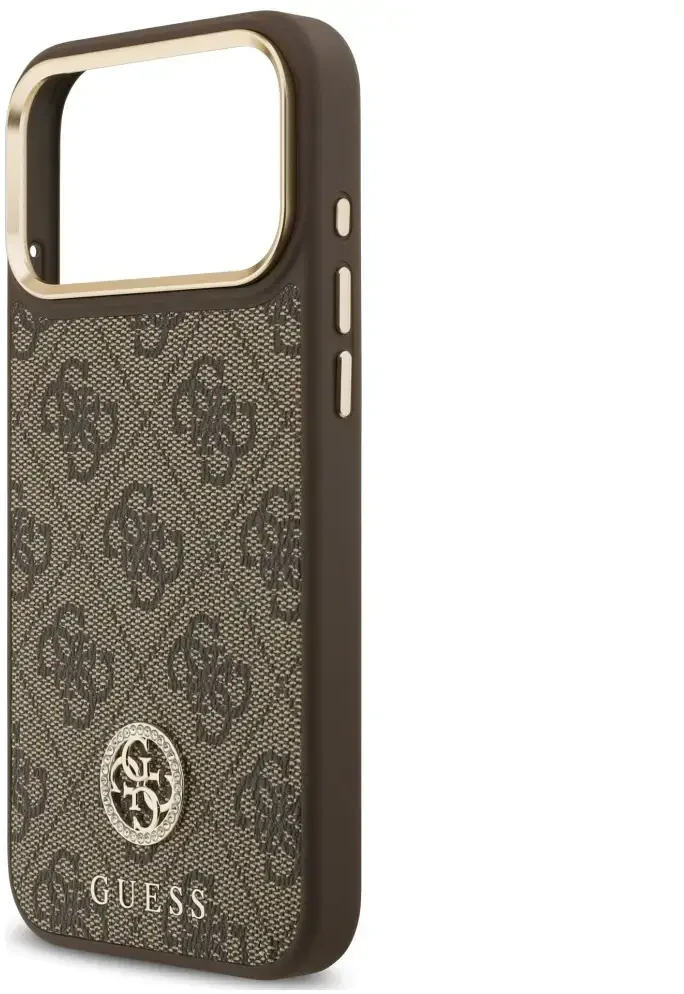 Dėklas Guess 4G Strass Logo MagSafe do iPhone 18 Pro Max / 17 Pro Max ruda