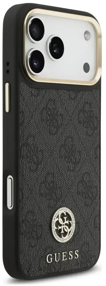 Dėklas Guess 4G Strass Logo MagSafe do iPhone 18 Pro Max / 17 Pro Max juoda