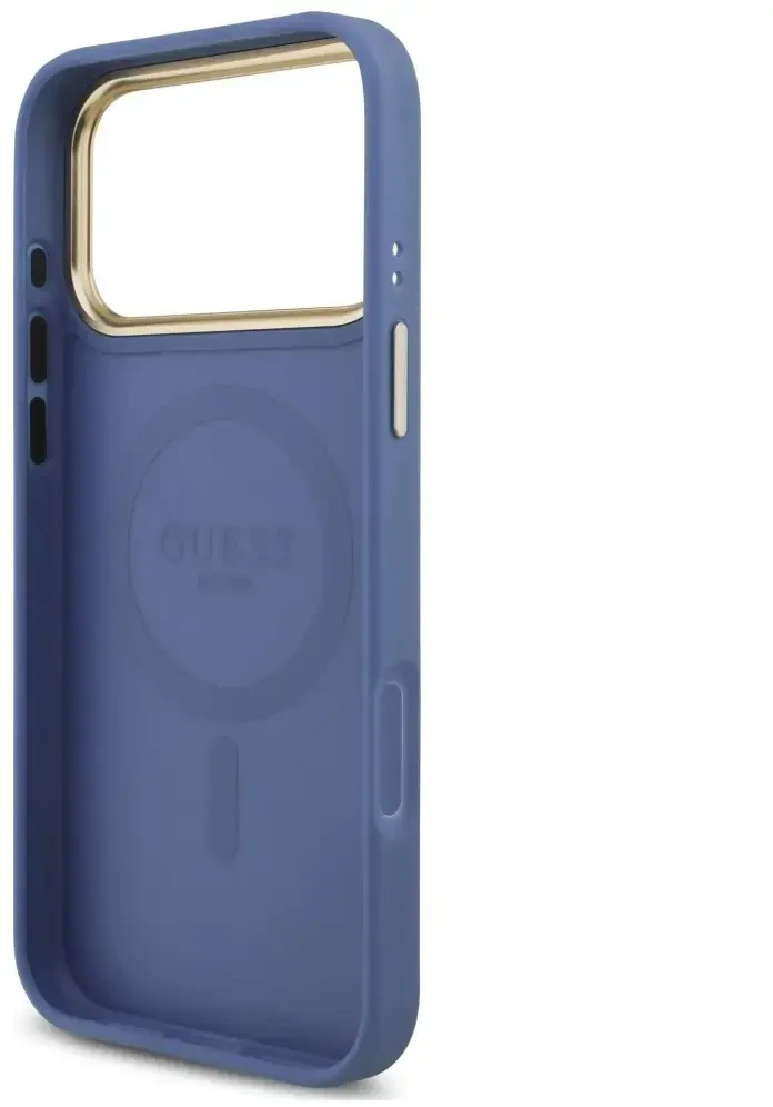 Dėklas Guess 4G Strass Logo MagSafe do iPhone 18 Pro Max / 17 Pro Max mėlyna
