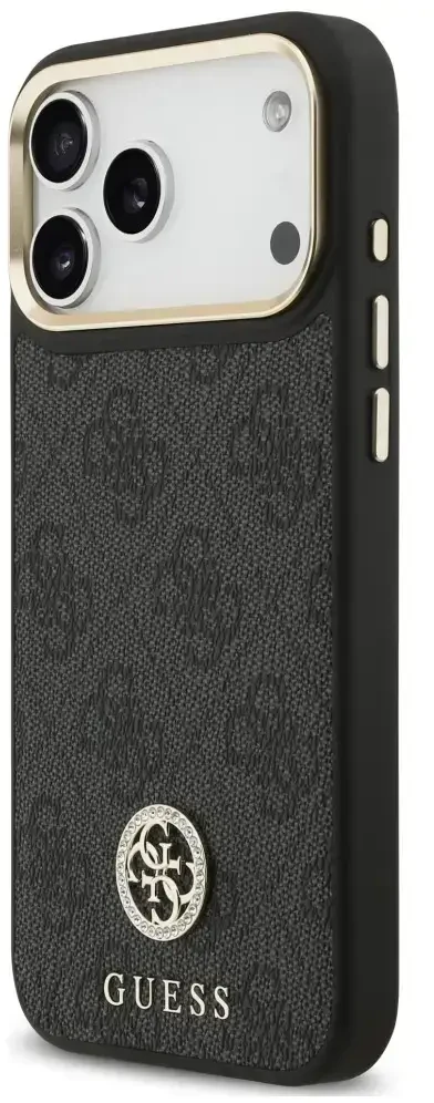 Dėklas Guess 4G Strass Logo MagSafe do iPhone 18 Pro Max / 17 Pro Max juoda