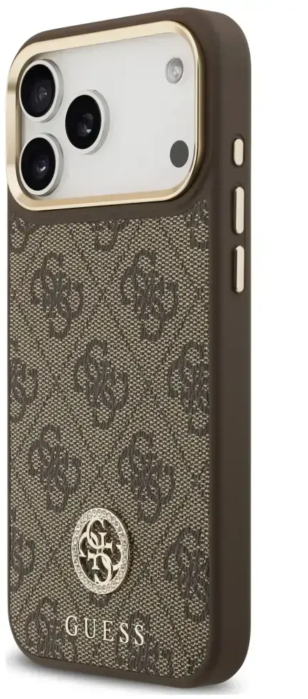 Dėklas Guess 4G Strass Logo MagSafe do iPhone 18 Pro Max / 17 Pro Max ruda