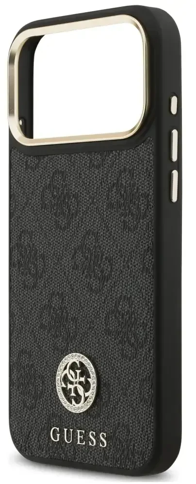 Dėklas Guess 4G Strass Logo MagSafe do iPhone 18 Pro Max / 17 Pro Max juoda