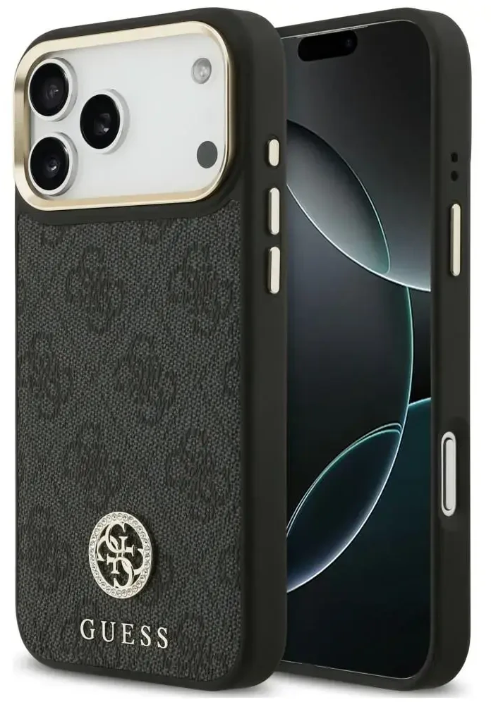Dėklas Guess 4G Strass Logo MagSafe do iPhone 18 Pro Max / 17 Pro Max juoda