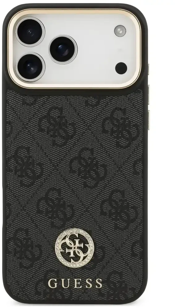 Dėklas Guess 4G Strass Logo MagSafe do iPhone 18 Pro Max / 17 Pro Max juoda