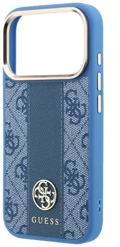 Dėklas Guess 4G with Stripe Round and Classic Logos MagSafe do iPhone 18 Pro / 17 Pro mėlyna