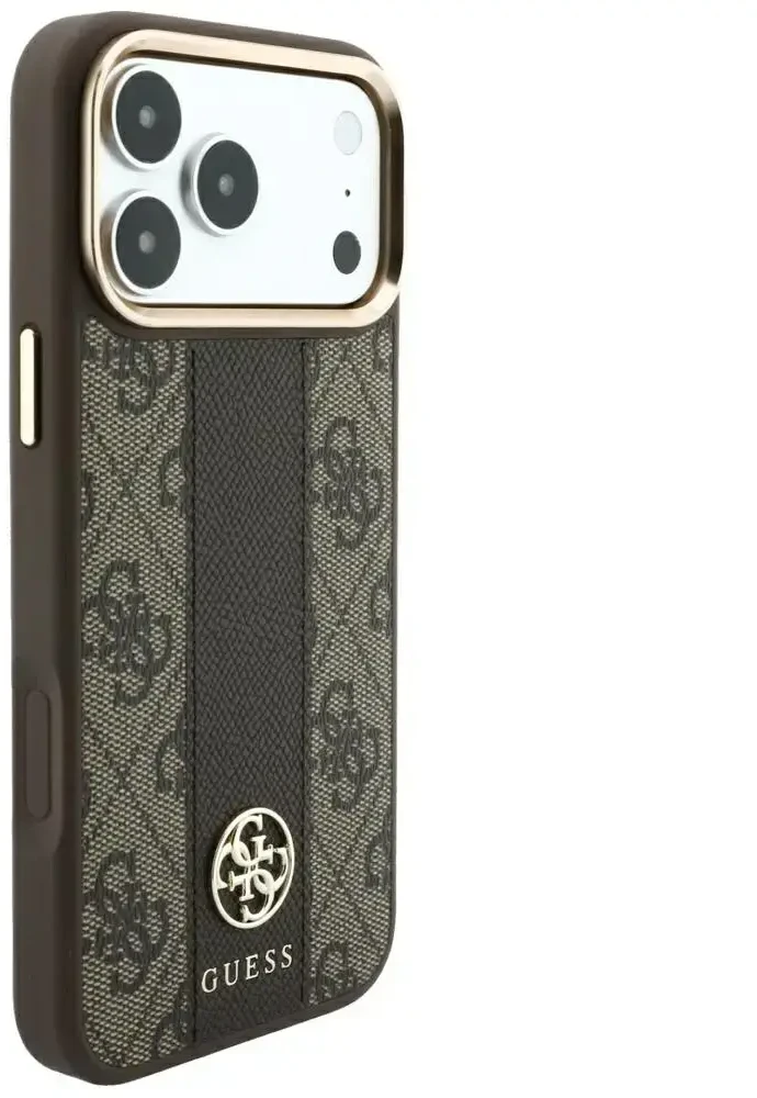 Dėklas Guess 4G with Stripe Round and Classic Logos MagSafe do iPhone 18 Pro / 17 Pro ruda
