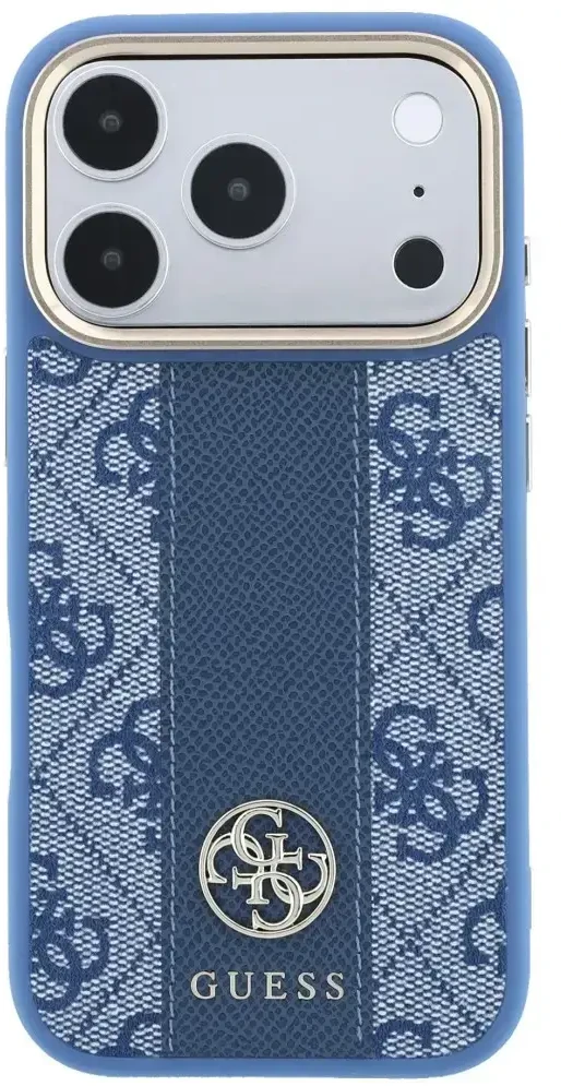 Dėklas Guess 4G with Stripe Round and Classic Logos MagSafe do iPhone 18 Pro / 17 Pro mėlyna
