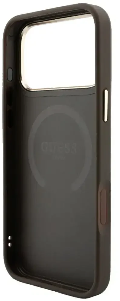 Dėklas Guess 4G with Stripe Round and Classic Logos MagSafe do iPhone 18 Pro / 17 Pro ruda