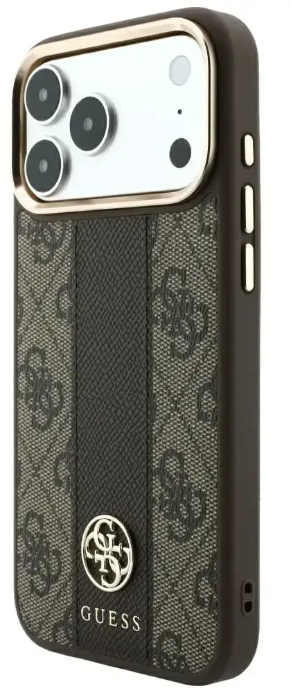 Dėklas Guess 4G with Stripe Round and Classic Logos MagSafe do iPhone 18 Pro / 17 Pro ruda