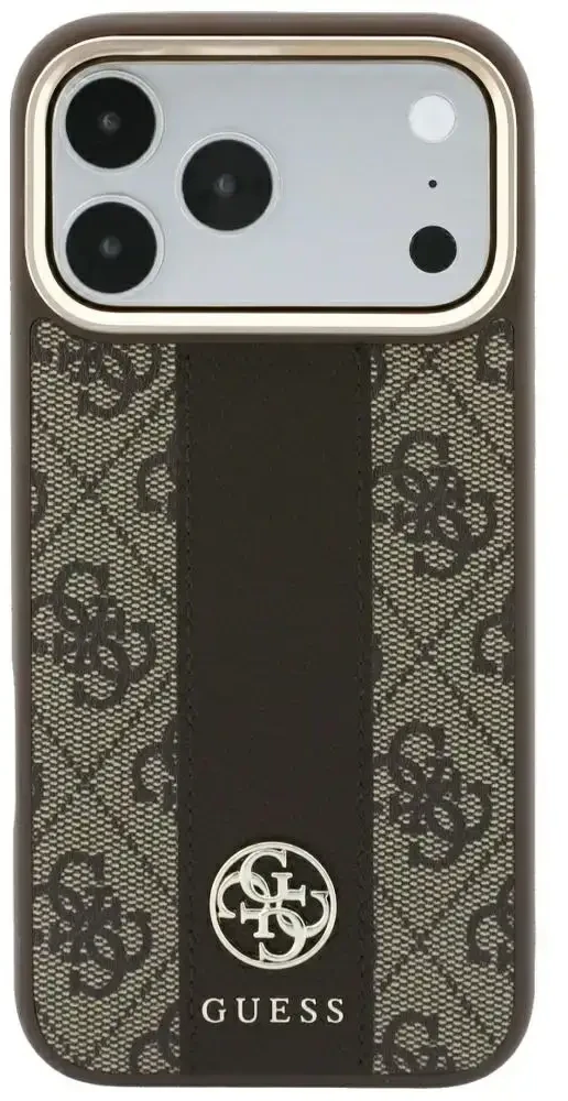 Dėklas Guess 4G with Stripe Round and Classic Logos MagSafe do iPhone 18 Pro / 17 Pro ruda