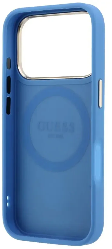 Dėklas Guess 4G with Stripe Round and Classic Logos MagSafe do iPhone 18 Pro / 17 Pro mėlyna