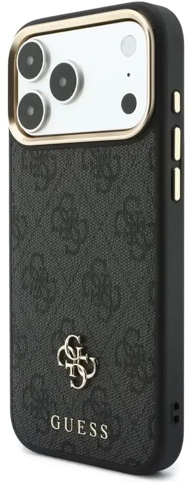 Dėklas Guess 4G su portfelem i smyczą Magsafe do iPhone 18 Pro / 17 Pro juoda