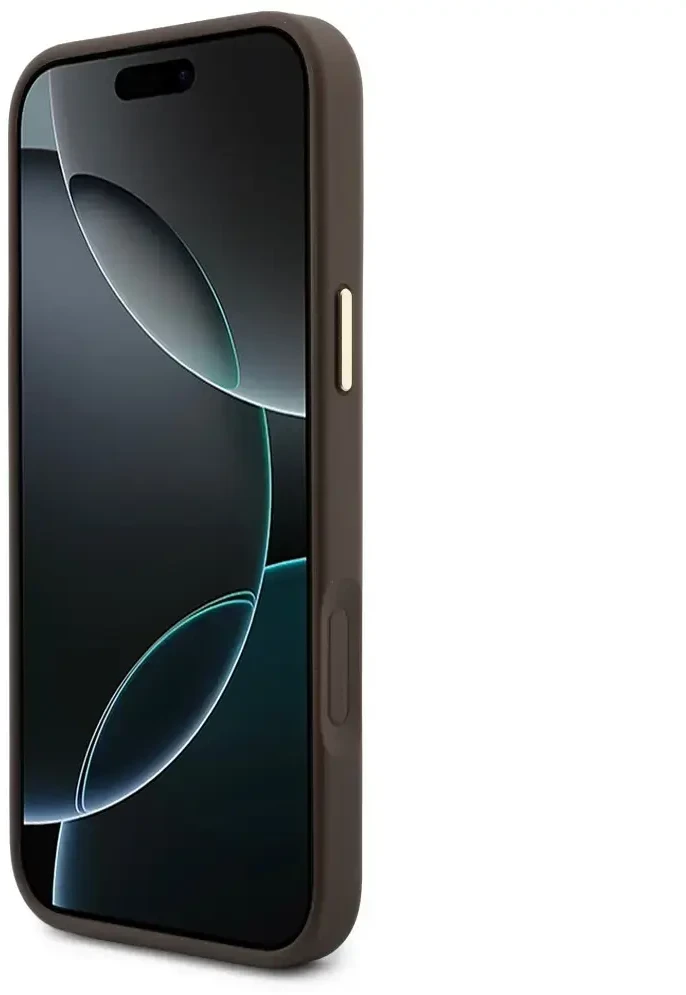 Dėklas Guess 4G su portfelem i smyczą Magsafe do iPhone 18 Pro Max / 17 Pro Max ruda