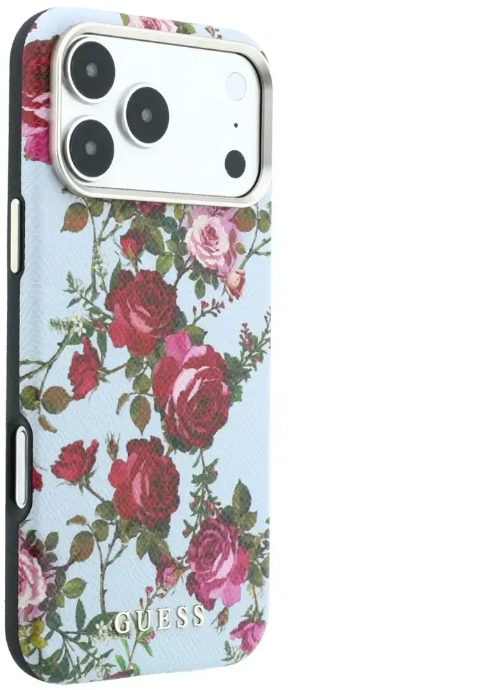 Dėklas Guess Blossom Roses Print MagSafe do iPhone 18 Pro Max / 17 Pro Max mėlyna