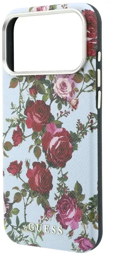 Dėklas Guess Blossom Roses Print MagSafe do iPhone 18 Pro Max / 17 Pro Max mėlyna