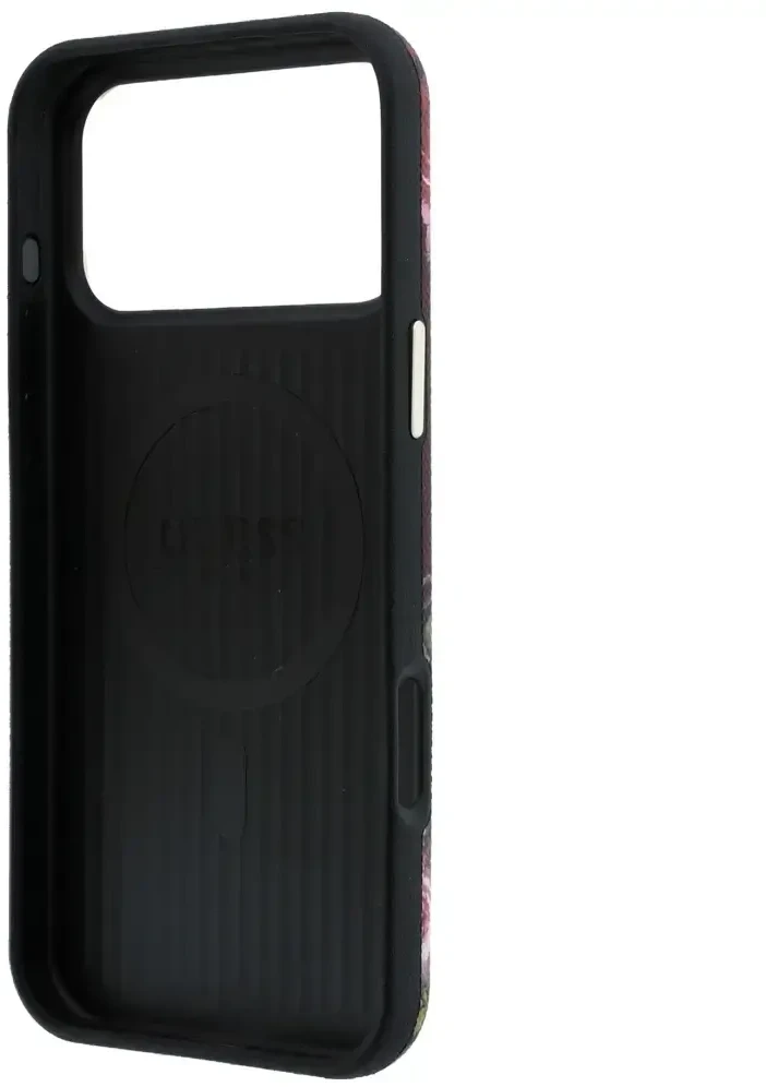 Dėklas Guess Blossom Roses Print MagSafe do iPhone 18 Pro Max / 17 Pro Max bordo spalvos